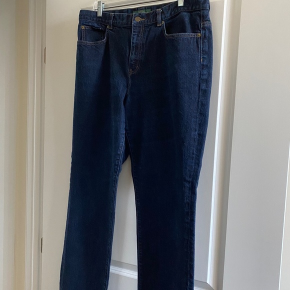 Ralph Lauren Dark Blue Denim Jeans Size 14 Classic Straight Worn 3 Times - Picture 1 of 6